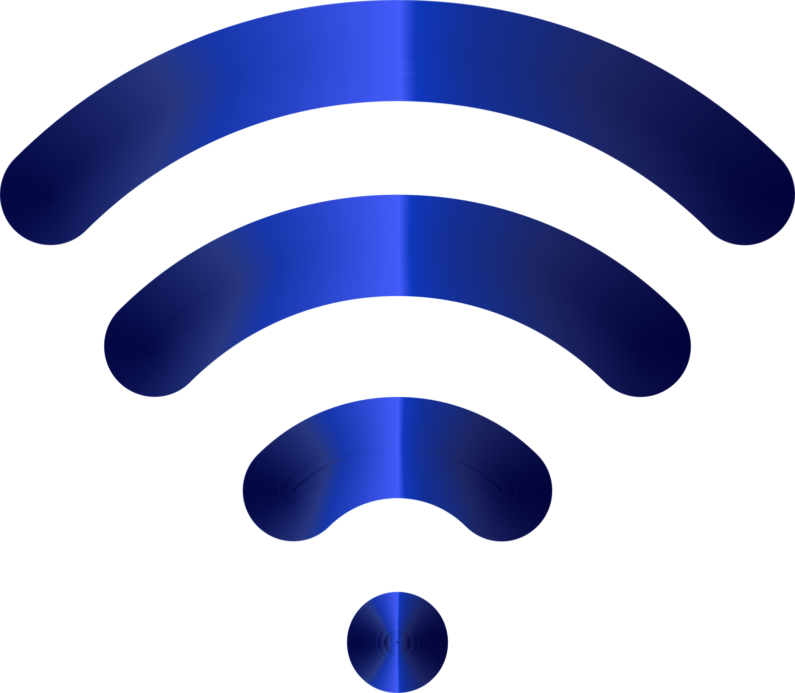 a blue wi - fi icon on a white background