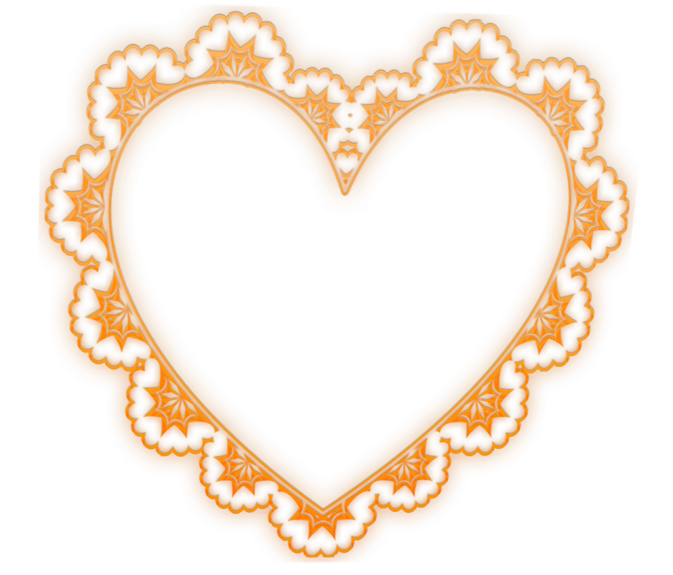 a heart shaped frame in orange and white