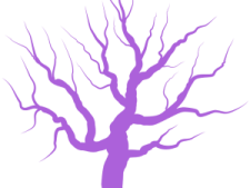 a purple tree with no leaves on it