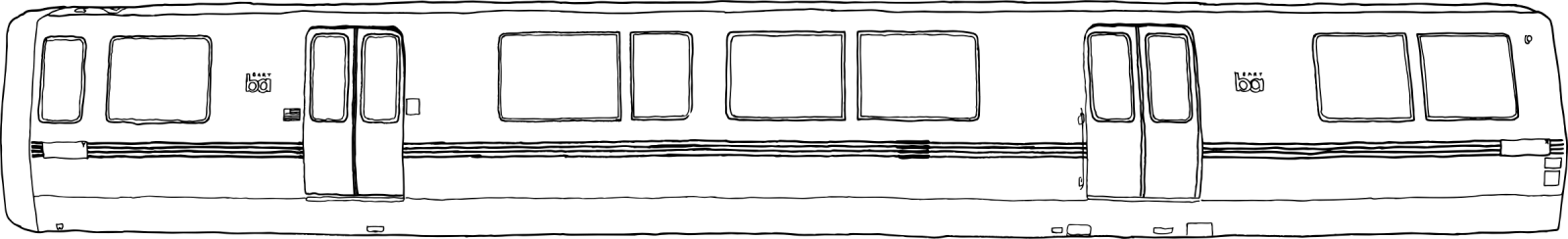 a black and white drawing of a train