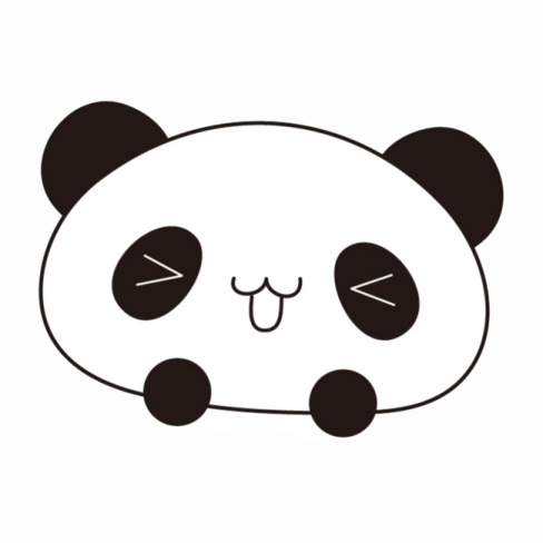a black and white drawing of a panda face