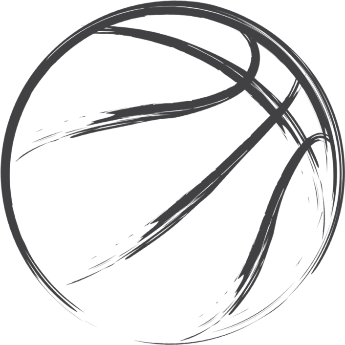 a black and white basketball ball on a white background