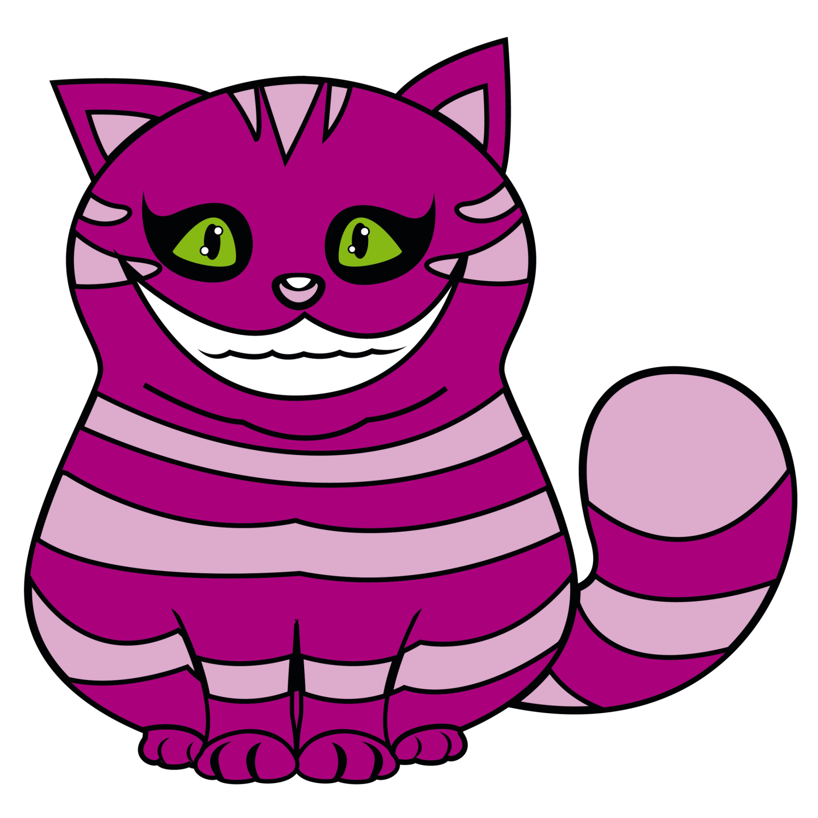 a purple cat with green eyes sitting down