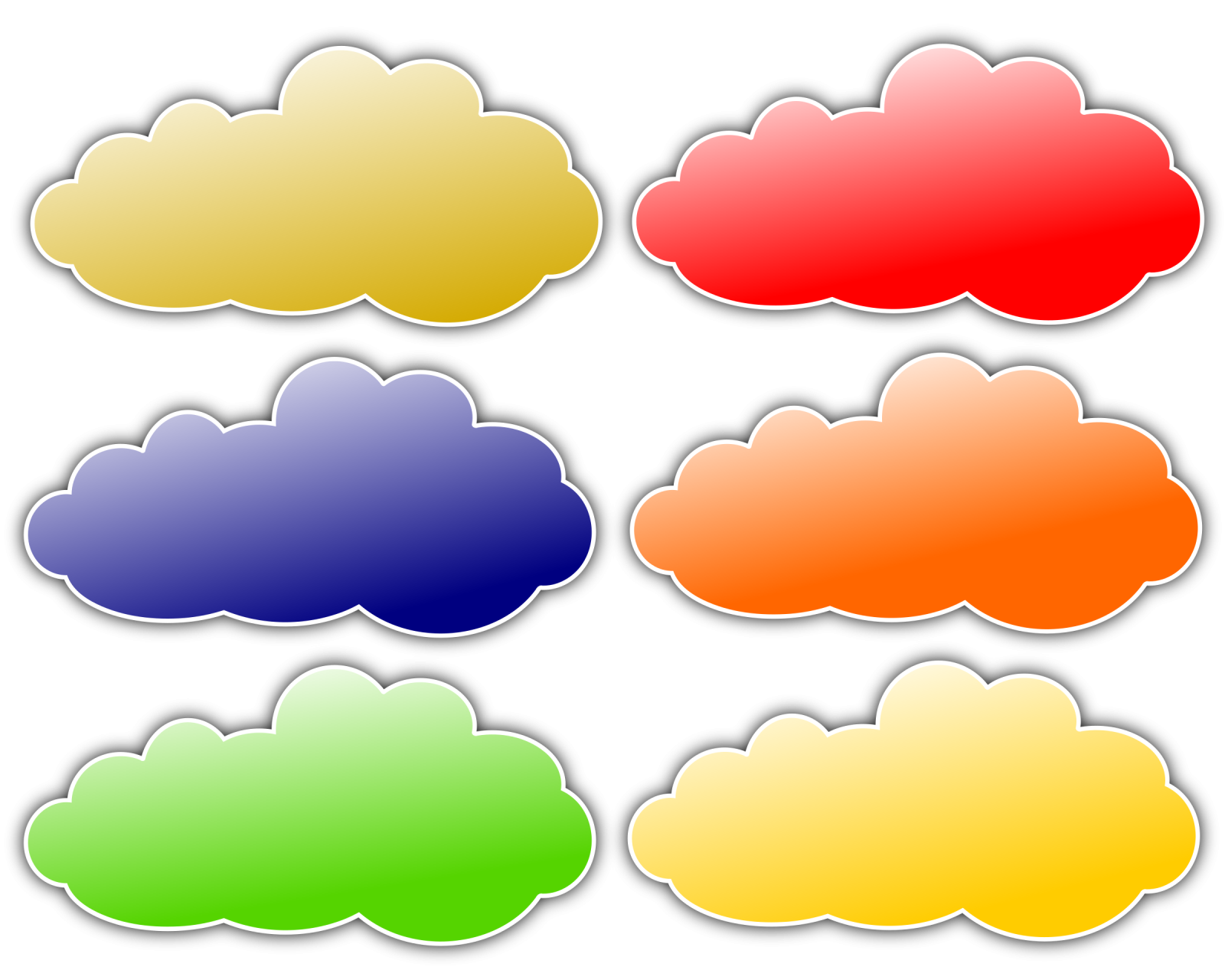 a set of six different colored clouds
