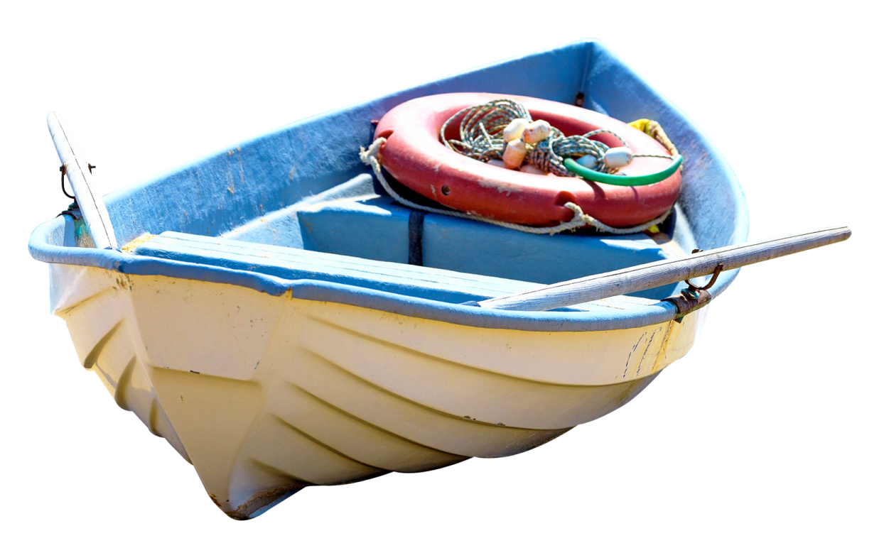the boat is blue