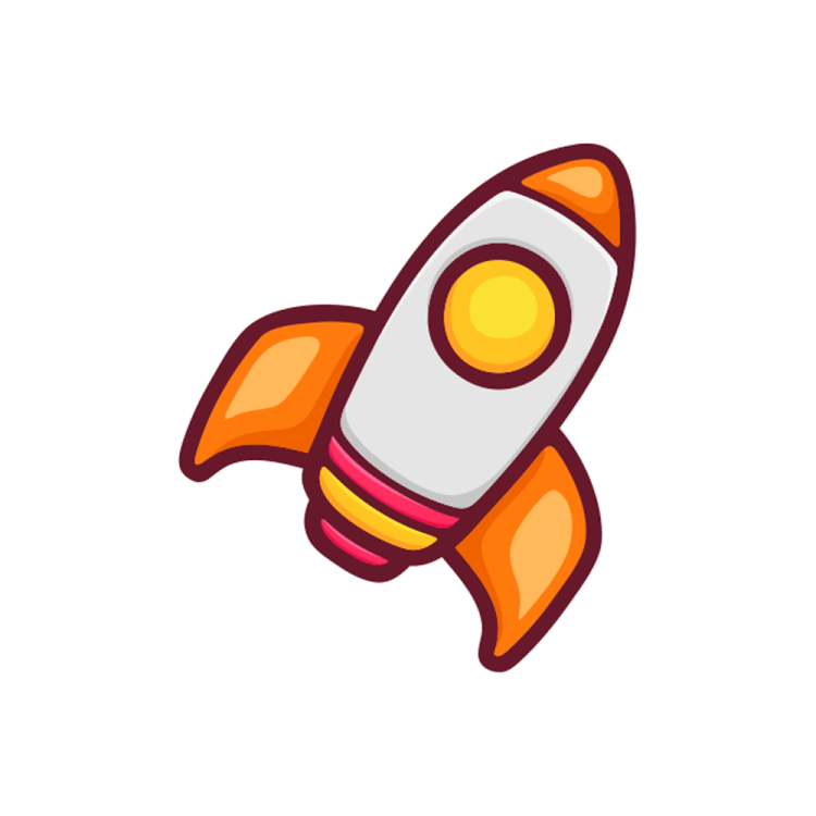 a rocket icon on a white background