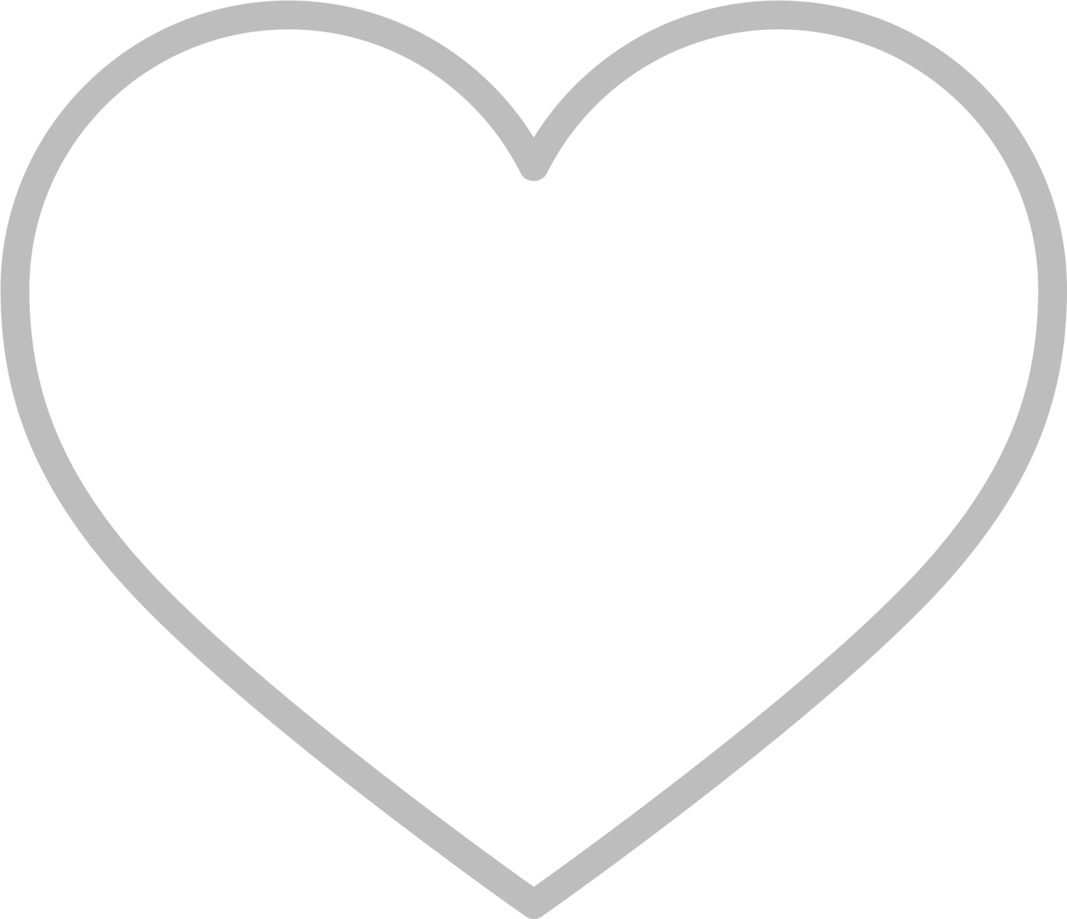 a white heart with a gray outline
