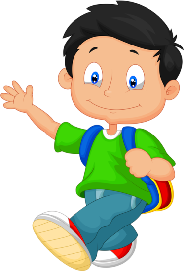 a boy running with a backpack