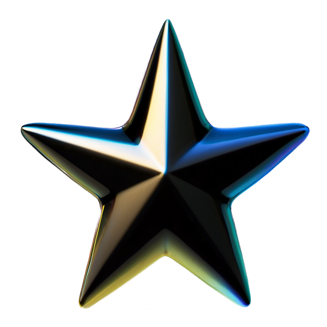 a black star on a white background