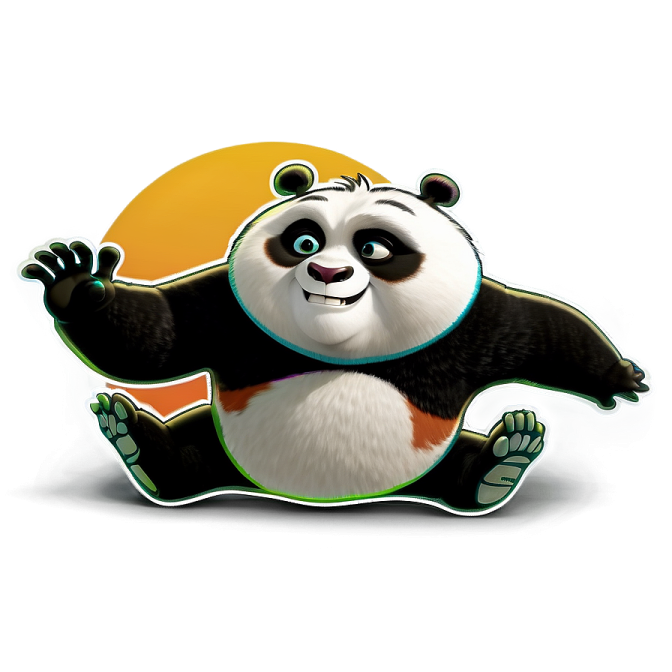 a cartoon panda bear sitting on the ground