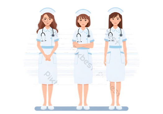 three female doctors standing in a line