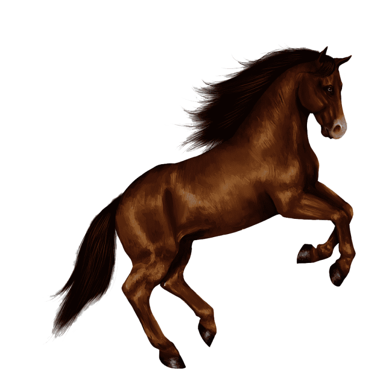 a drawing of a running brown horse