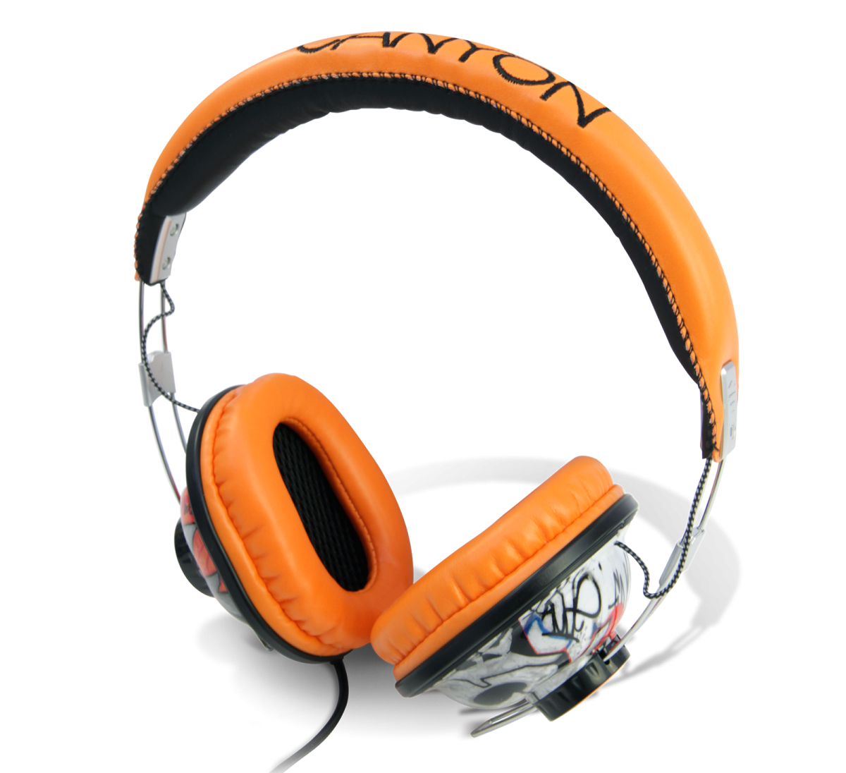 a pair of headphones on a white background