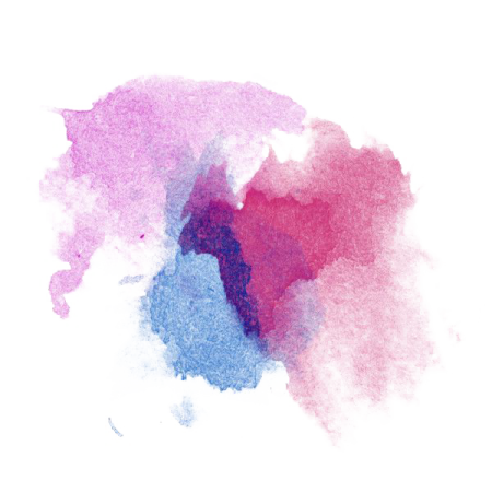 a pink and blue watercolor on a white background