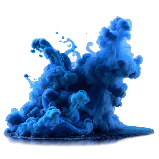 blue ink in water on white background