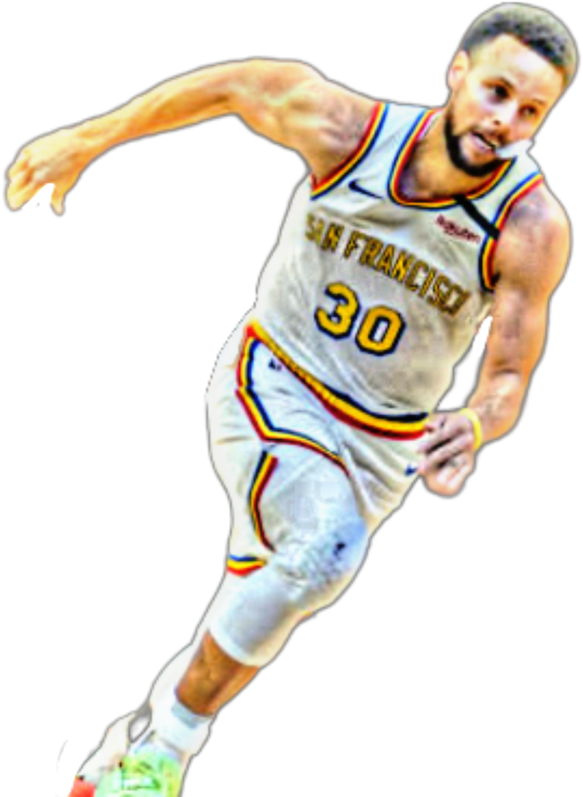 a drawing of a basketball player in action