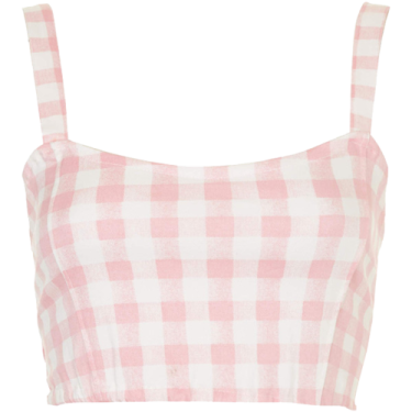 a pink and white checkered crop top