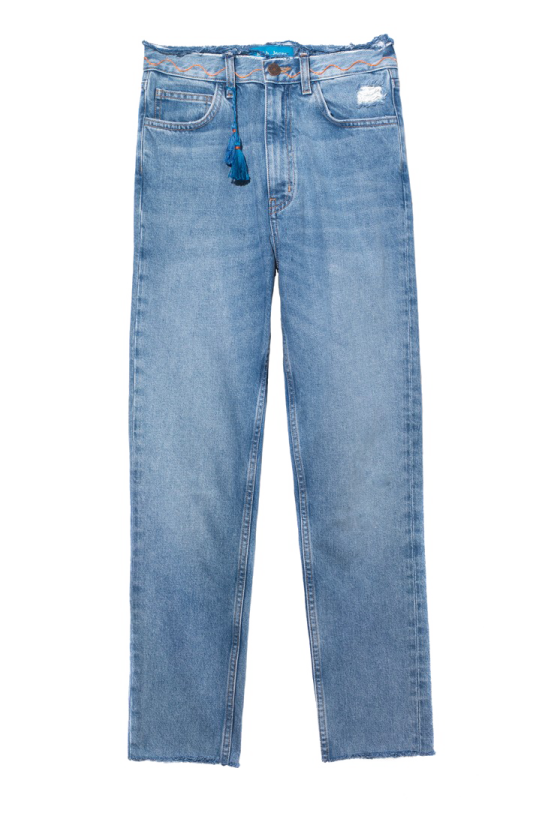 a pair of blue jeans on a white background