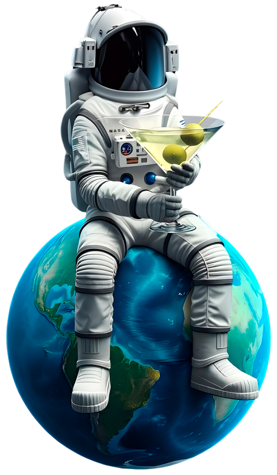 an astronaut sitting on top of a globe