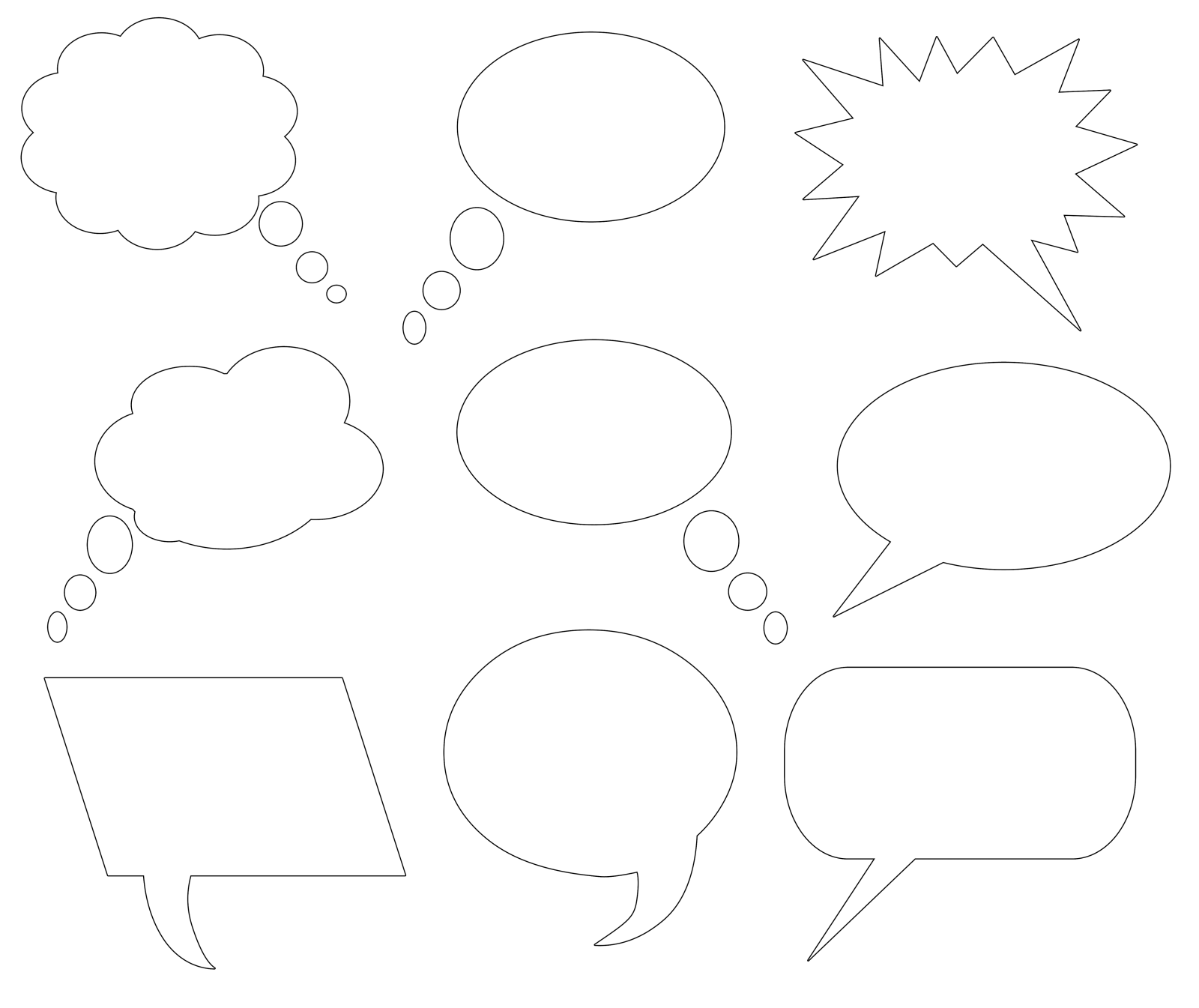 a set of speech bubbles on a white background