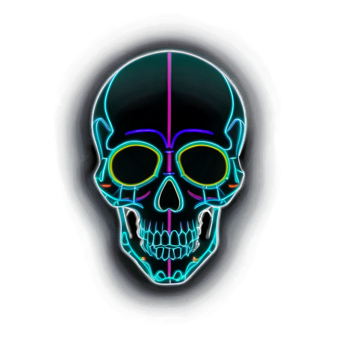 a neon skull with glasses on it