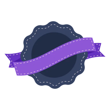 a purple ribbon on a white background