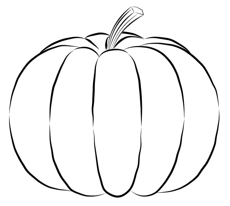 a black and white drawing of a pumpkin