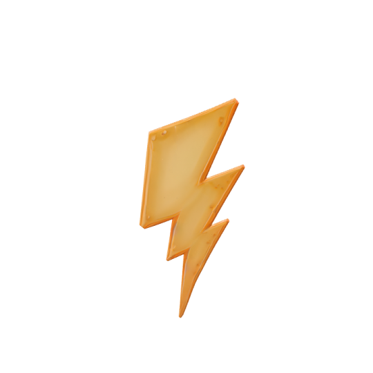 a yellow lightning bolt on a white background