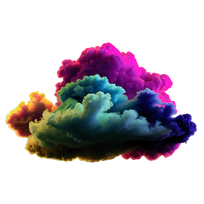 a cloud of colored smoke