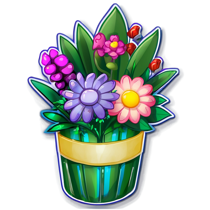 a bouquet of flowers in a pot
