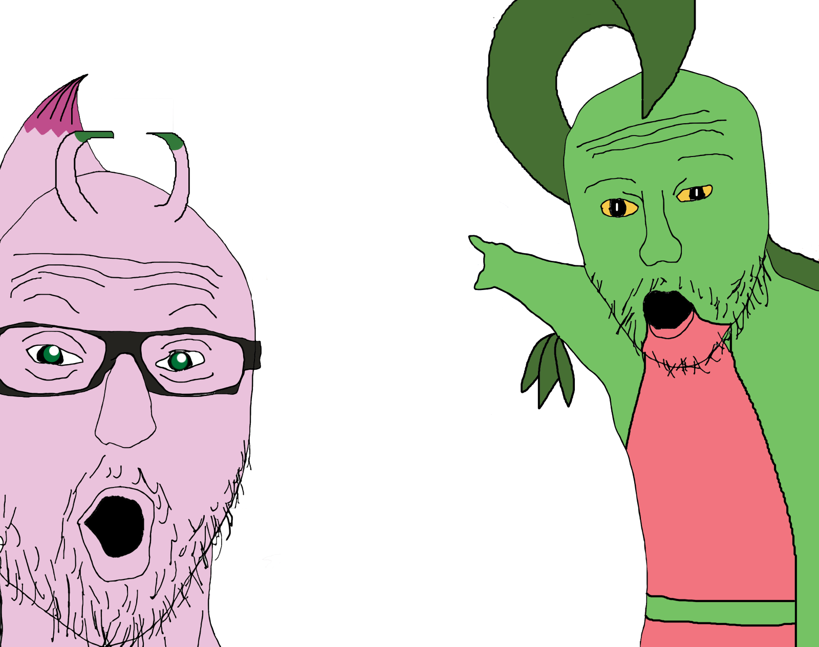 two cartoon characters, one is a man and the other is an alien