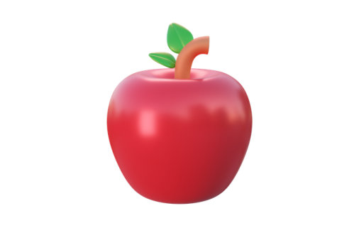 an apple with a green leaf on top
