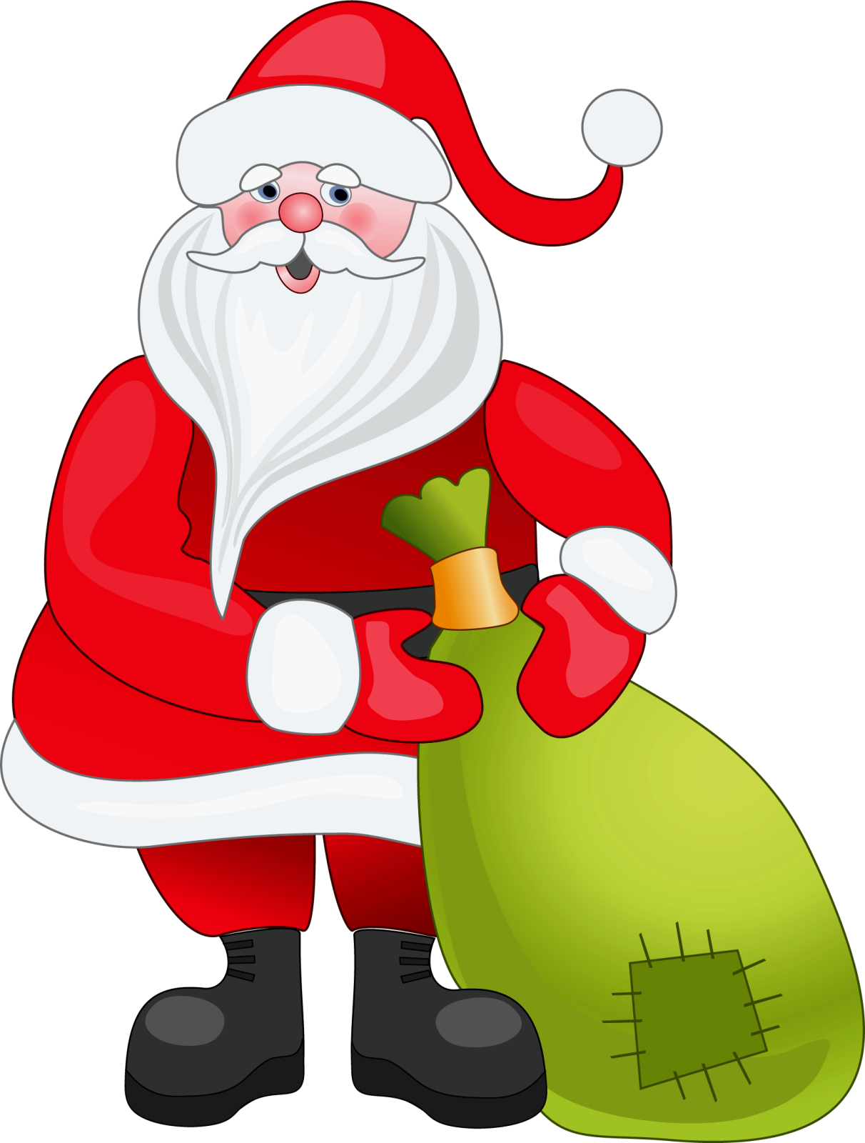 a santa claus holding a bag of presents