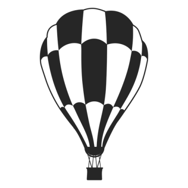 a black and white hot air balloon