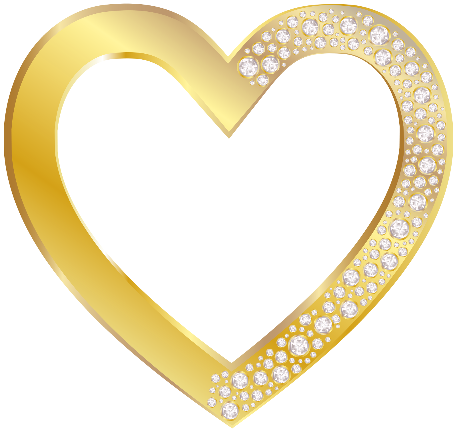 a gold heart with diamonds