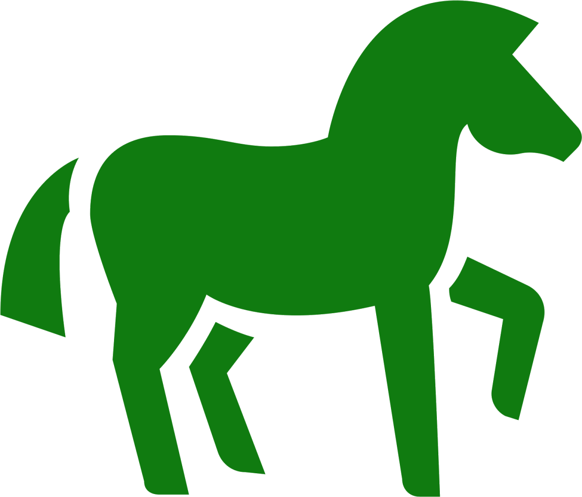 a green silhouette of a horse