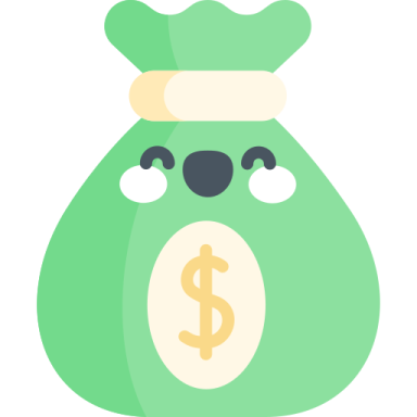 a green bag with a dollar sign on it