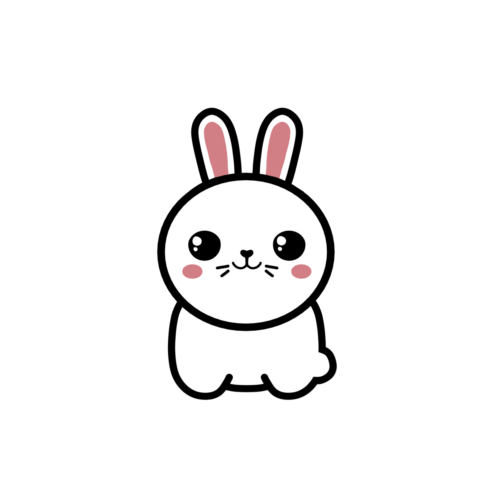 a black and white drawing of a rabbit