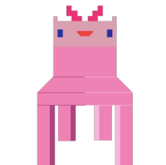 an image of a pink cat sitting on a stool