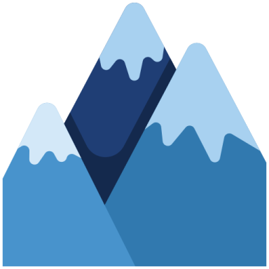a blue mountain with snow capped peaks