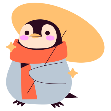 a penguin wearing a hat and scarf
