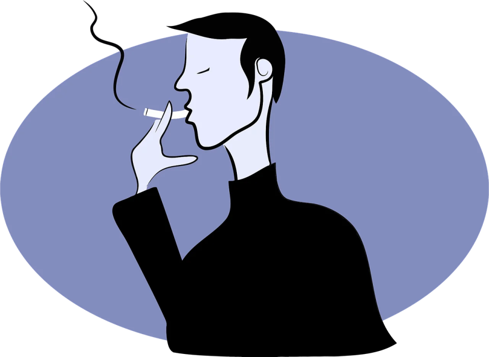 a man with a cigarette in his mouth