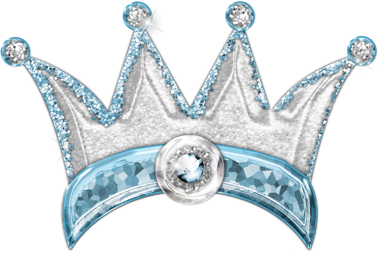 a silver and blue crown with diamonds on it
