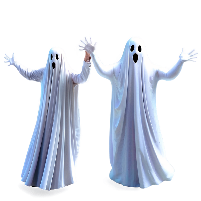 two people dressed as ghosts