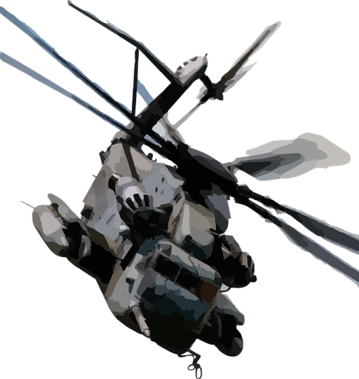 a black and white helicopter