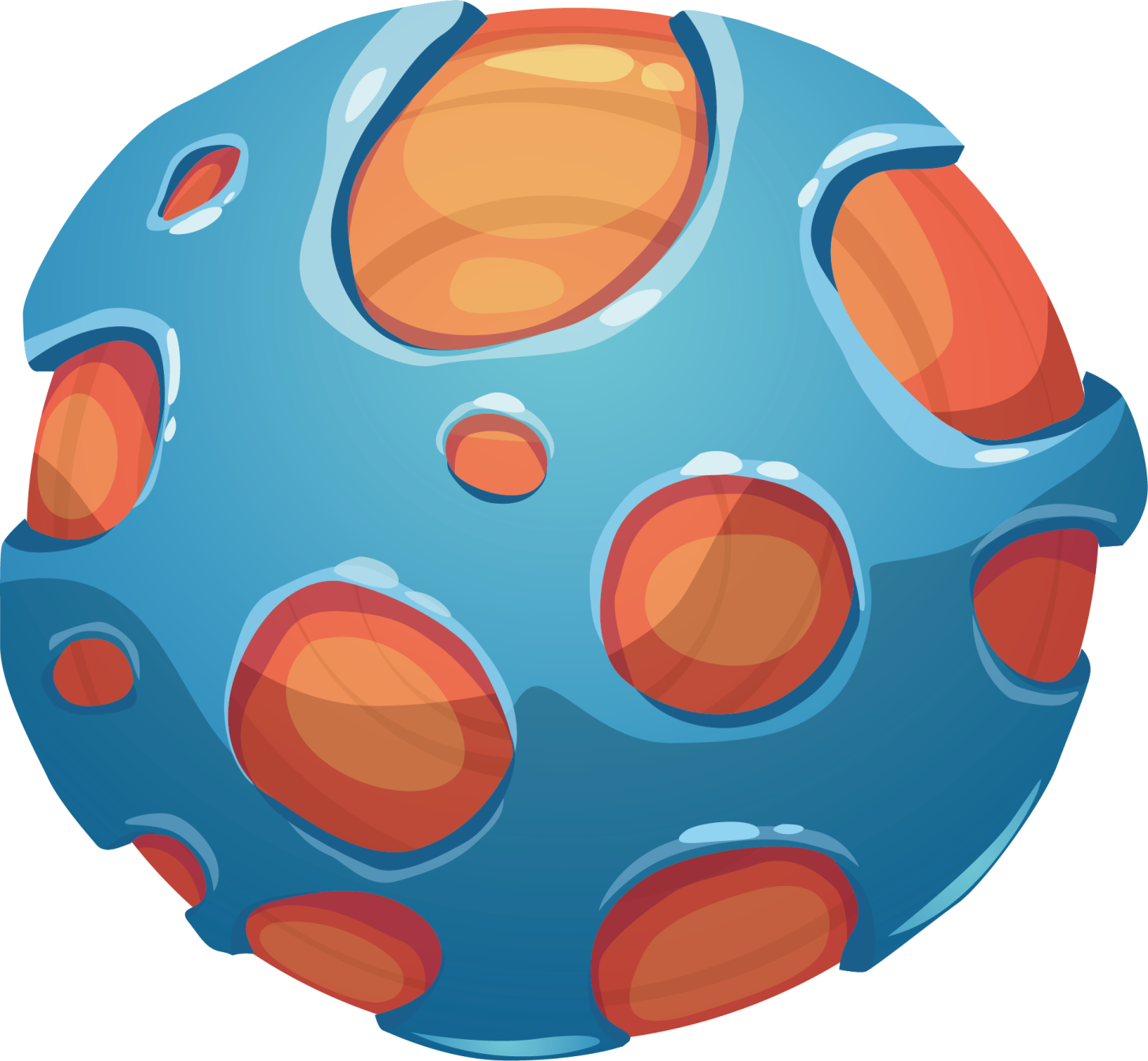 a blue ball with orange spots on it