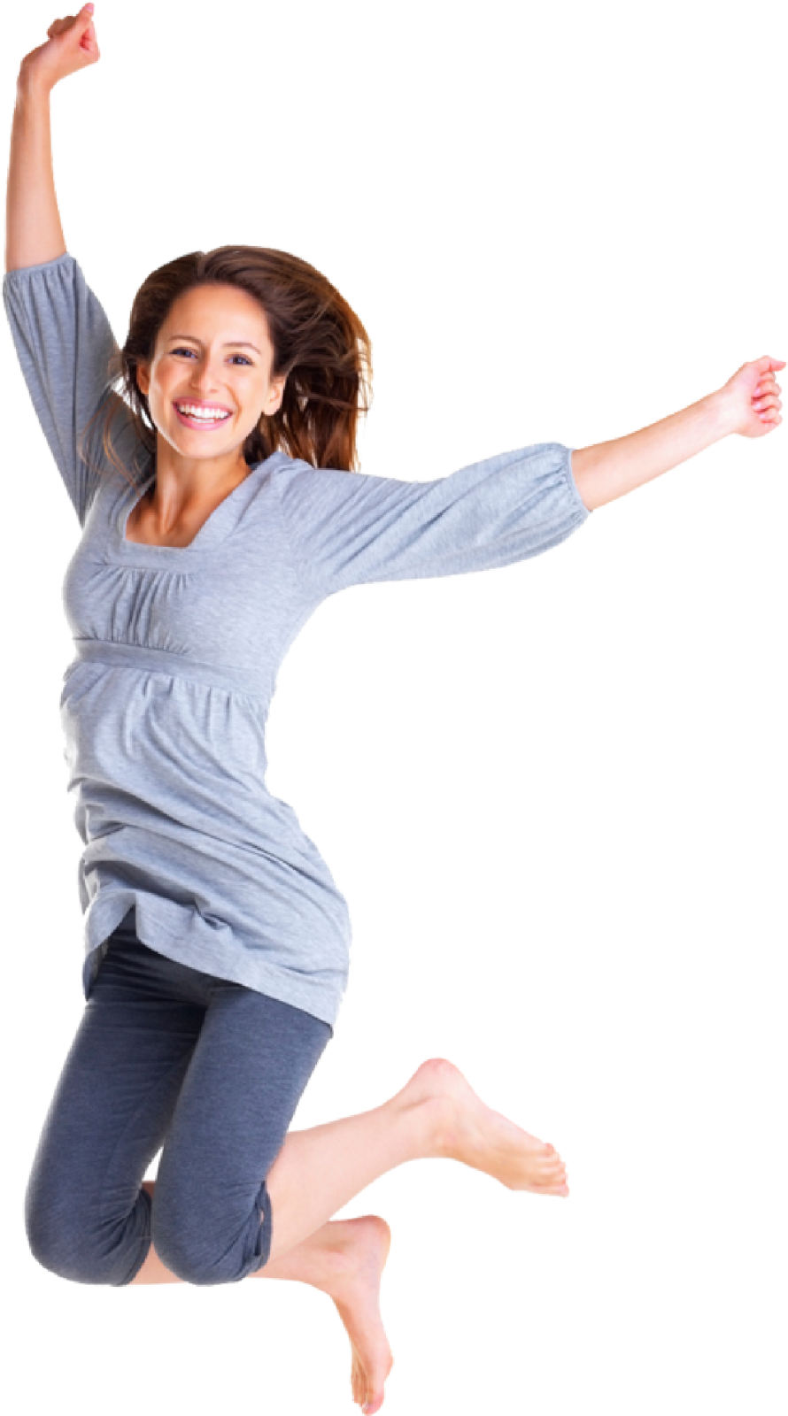 a woman jumping in the air