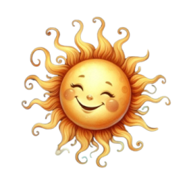 a smiling sun with its eyes closed