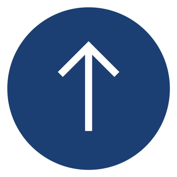 a blue circle with an arrow pointing up