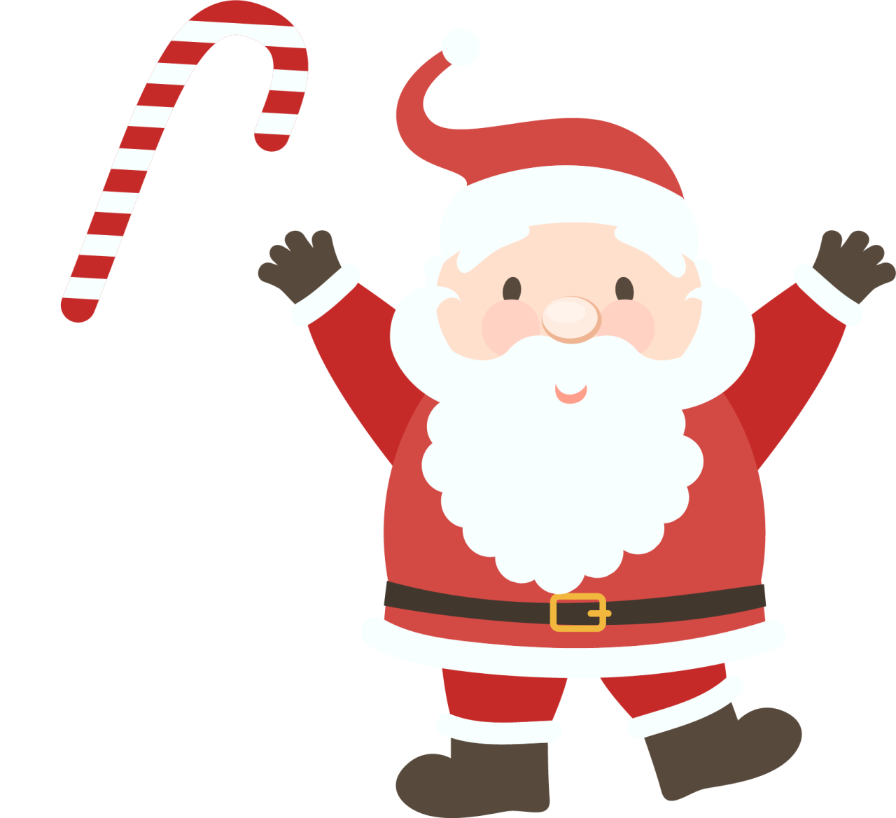 a santa claus holding a candy cane